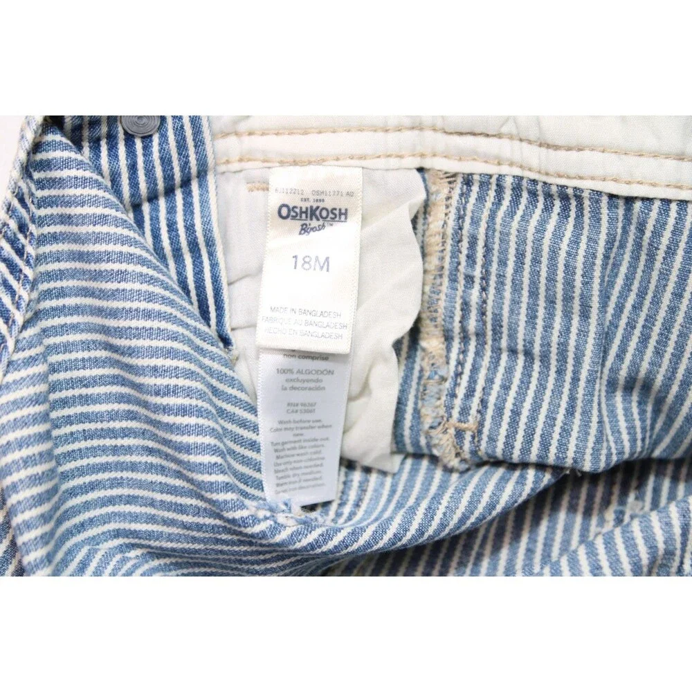 OshKosh B'Gosh VESTBAK Blue & White Pin Striped Overalls Size 18 Months